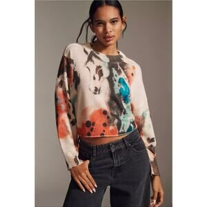 NWT Anthropologie The Goldie Cashmere Horse Sweater.  Size XL Petite. Ret. $198